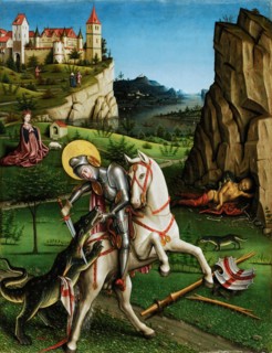 The Dragon Battle of St., Georg (inside), The Lamentation of Christ under the cross (outside), c.