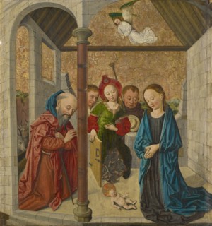 The Nativity, 1458, mixed media on spruce, 61.2 x 56.3 cm, unmarked, on the probably original frame