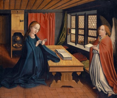 The Annunciation, c. 1450/60, mixed media on fir wood, 48 x 57 cm, unmarked, Jost Haller,