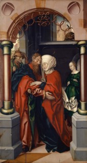 Joachim and Anna at the Golden Gate, 1512, tempera on panel-laminated softwood, 108.2 x 57.8 cm,