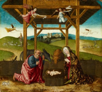 The Nativity, frosted tempera on poplar wood, 38.6 x 42.5 cm, unsigned, Francesco di Simone da