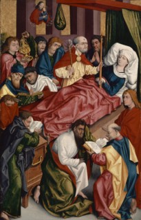 Death of Mary, c. 1480/90, mixed wood technique on coniferous wood, 75.8 x 48.7 cm, unmarked,
