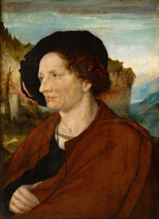 Portrait of Jörg Schweiger (front), Parchment sheet stuck with his full emblem (back), c. 1518,