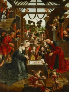 Nativity (right wing of a retable, inside), The hll., Laurentius and Katharina (outside), c.