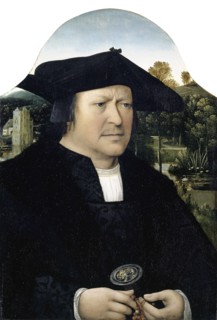 Portrait of a man, 1524, oil on oak wood, 55.1 x 38.8 cm, inscription on the dagger handle: DRVC