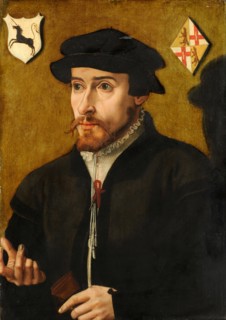 Portrait of a young man (a member of the Harling family?), Oil on oak, 44.7 x 31.8 cm, Spanischer