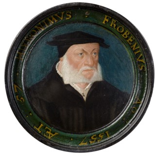 Capsule portrait of Hieronymus Froben, with lid, 1557 (1558), oil on pear wood, diameter: 10 cm |,
