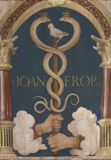 Impresis of Johann Froben, c. 1523, tempera on unprimed canvas (handkerchief painting), 44 x 31 cm,