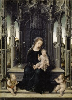 Madonna with Child and Musical Putti, c. 1520, oil on oak, 34 x 25 cm, unsigned, Bernart van Orley,