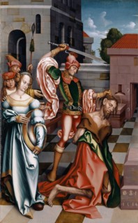 The beheading of John the Baptist (inside), the sermon of John the Baptist before Herod (on the