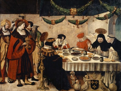 The hl., Thomas Aquinas on the tablet of King Louis, 1516/18, oil on fir wood, 118.5 x 155.5 cm,