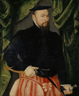 Portrait of Melchior Hornlocher, 1577, oil on oakwood, 86 x 70 cm, inscribed on the reverse above