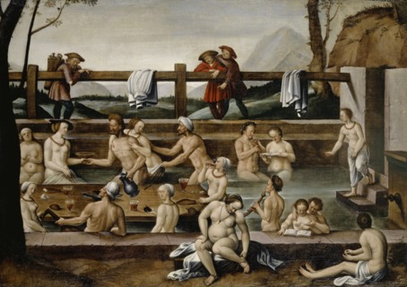 The Bath at Leuk (?), 1597, oil on canvas, 78.4 x 109.6 cm, inscribed lower left on the wall: hans