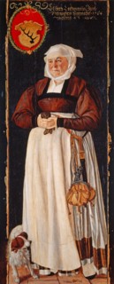 Portrait of Elsbeth Lochmann, wife of Jacob Schwytzer, 1564, oil on linden wood, max., 193.6 x 67.9