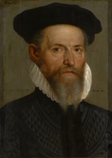 Portrait of Thomas Erastus, 1582, oil on fir wood, 39.4 x 27.7 cm, unsigned., Labeled over the