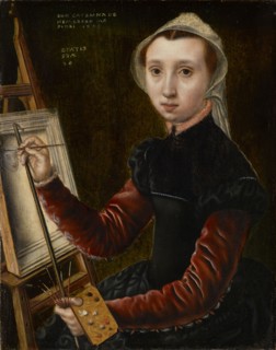 Self-portrait on the easel, 1548, oil on oak, 32.2 x 25.2 cm |, 32 x 25 cm (plate), inscription: