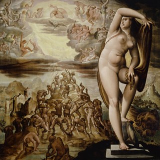 Allegory of the Day, 1586, Oil on Linden, 80.6 x 82 cm, inscribed lower right on the pedestal: MDL