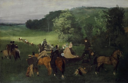 Sur le champ de courses (Les Courses), c. 1861/1862, oil on canvas, 42.8 x 65 cm, signed lower
