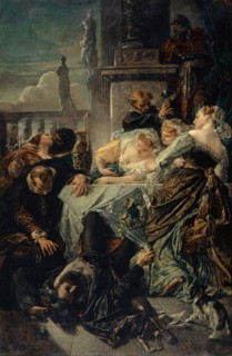 The Death of Pietro Aretino, 1854, oil on canvas, 267.5 x 176.5 cm, signed and dated lower left: