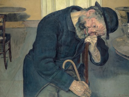 A Poor Soul, c. 1890, oil on canvas, 71.5 x 93.5 cm, signed and dated lower right: F. Hodler., 1891