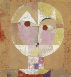 Senecio (Baldgreis), 1922, 181, oil on chalk base on gauze on cardboard, original, yellow frame, 40