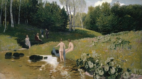 A summer's day, 1892 (Basel), tempera on canvas, 130 x 234 cm, signed and dated lower left: Hans