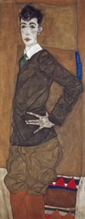 Portrait Erich Lederer, 1912-1913, oil and gouache on canvas, 140 x 55.4 cm, signed and dated lower