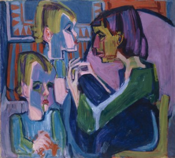 Mother with children, 1925, oil on canvas, 100 x 110 cm, unsigned, Albert Müller, Basel 1897–1926