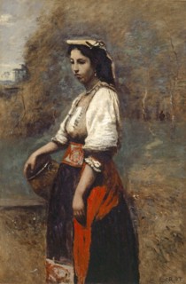 Italienne à la fontaine, 1865/1870, oil on canvas, 83.1 x 54.9 cm, signed lower right: COROT,