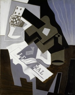 Guitare, livre et journal, 1920 (January), oil on canvas, 92 x 73 cm, signed and dated lower right: