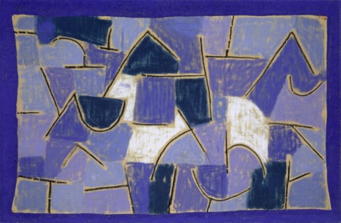 Blue Night, 1937, 208 (U 8), pastel on cotton on pastes on jute, original frame borders, 50.5 x 76