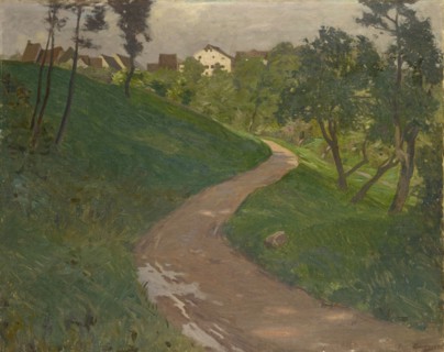 Landstraße on the Hill, 1899/1905 (?), Oil on canvas, 58 x 73 cm, signed lower right: Fritz Burger