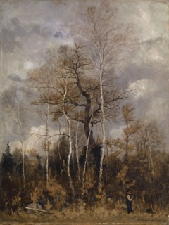Oaks and birch trees in early spring, oil on canvas, 60 x 45.5 cm, signed lower right: C Th