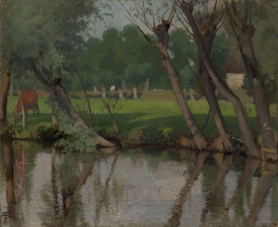 Bachufer bei Hangenbieten in Alsace, 1870-1871, oil on canvas, 31 x 38 cm, monogrammed lower left: