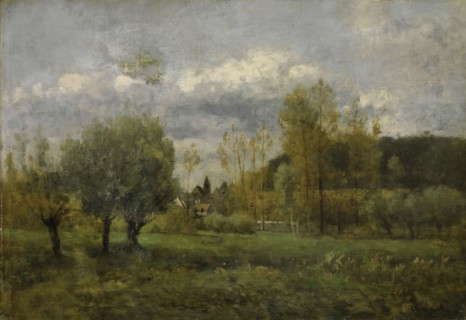 Village landscape, oil on canvas, 31.5 x 45.5 cm, signed lower right: chintreuil, Antoine