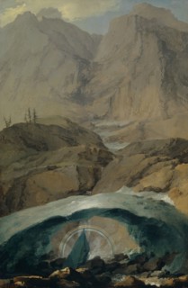 Snow bridge and rainbow in Gadmental, 1778, oil on canvas, 81.6 x 53.6 cm, signed lower left: