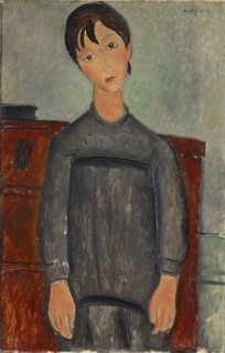 Girl in black apron, 1918, oil on canvas, 92.5 x 60.5 cm, Signed upper right: modigliani, Amedeo