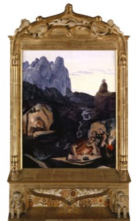 The Three Hermits, 1907-1908, oil on lime wood, 57 x 45.5 cm, signed and dated lower left: Albert