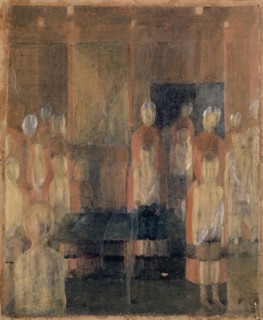 Vaccination, c. 1919, oil on paper, mounted on cardboard, 26 x 21 cm, unmarked, Otto Meyer-Amden,
