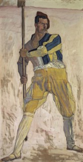 Warrior with Halberd, c. 1898, oil on canvas, 204.5 x 107.3 cm, signed lower right: F. Hodler.,