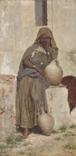 Arab woman at the fountain, 1884, oil on canvas, 41 x 20.5 cm, signed and dated lower right: