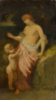 Venus and Cupid, oil on canvas, 28.5 x 16.5 cm, Virgilio Narcisso Diaz de la Peña, Bordeaux