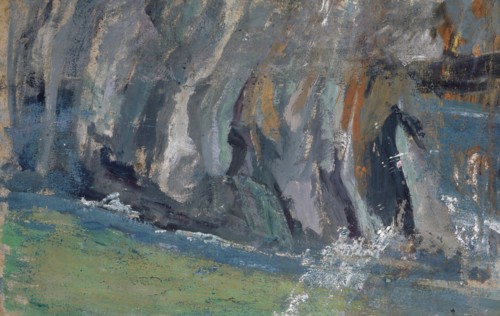Surf on rock, oil on cardboard, 26.5 x 41 cm, Ernst Schiess, Basel 1872–1919 Valencia