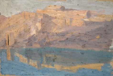 Rocky side of the Tagus at Toledo, oil on cardboard, 28 x 41.5 cm, Ernst Schiess, Basel 1872–1919