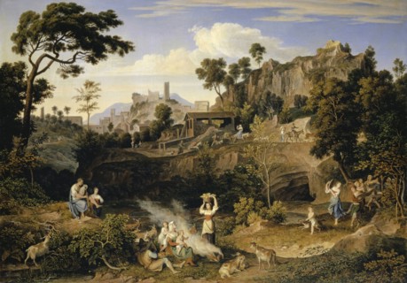 Landscape near Olevano with train of dancing peasants, 1823/1824, oil on canvas, 58.4 x 82.5 cm,