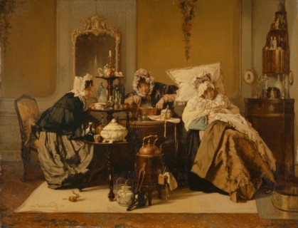 La Malade, 1866, oil on panel, 21 x 27 cm, signed and dated lower left: A. H. Bakker Korff., 66th,