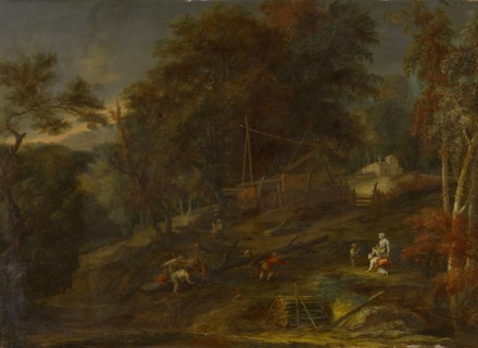 Forest Landscape with Staffage, Oil on Copper, 46.5 x 63.5 cm, Unsigned, Maximilian Joseph
