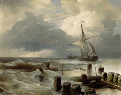 Seascape, 1894, oil on panel, 39.2 x 49.8 cm, signed and dated lower left: A. Achenbach, 94,