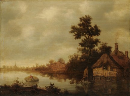 River Landscape, 1630-1640, oil on panel, 46.5 x 63 cm, unmarked, Salomon van Ruysdael, (Art /