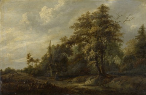 Forest Path with Staffage, Oil on Oak, 56.5 x 83 cm, Not specified, François van Knibbergen, Den
